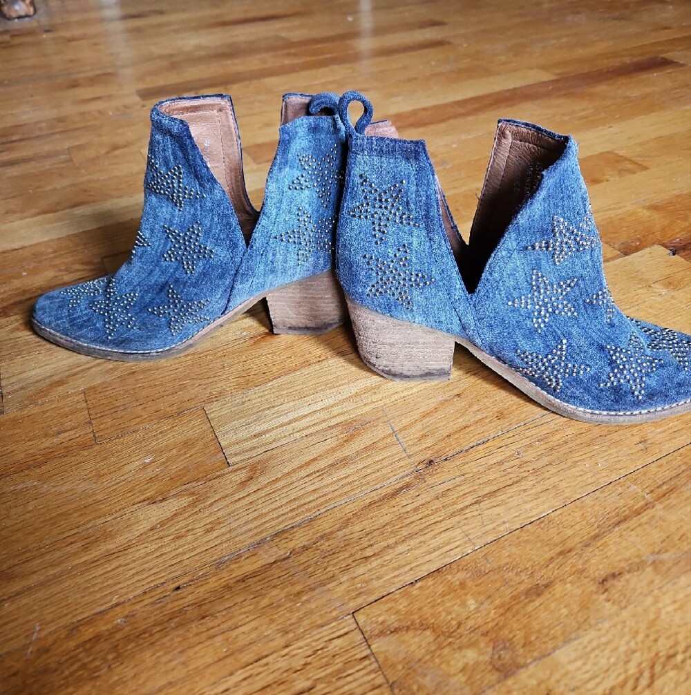 Jeffrey Campbell Denim Star-Stud Ankle Booties - Blue - Picture 3 of 6